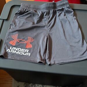 Under Armour boys Charcoal and orange Athletic Shorts